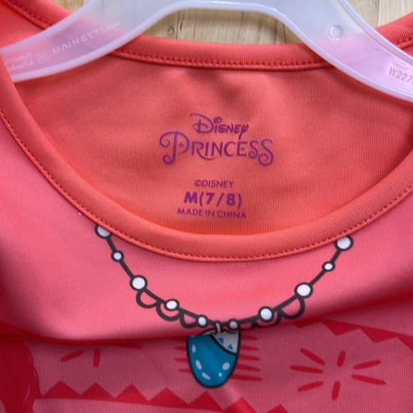 NWT DISNEY PRINCESS MOANA DRESS GIRLS SIZE M 7-8 CORAL SPARKLE TULLE PARTY PLAY - Picture 6 of 11
